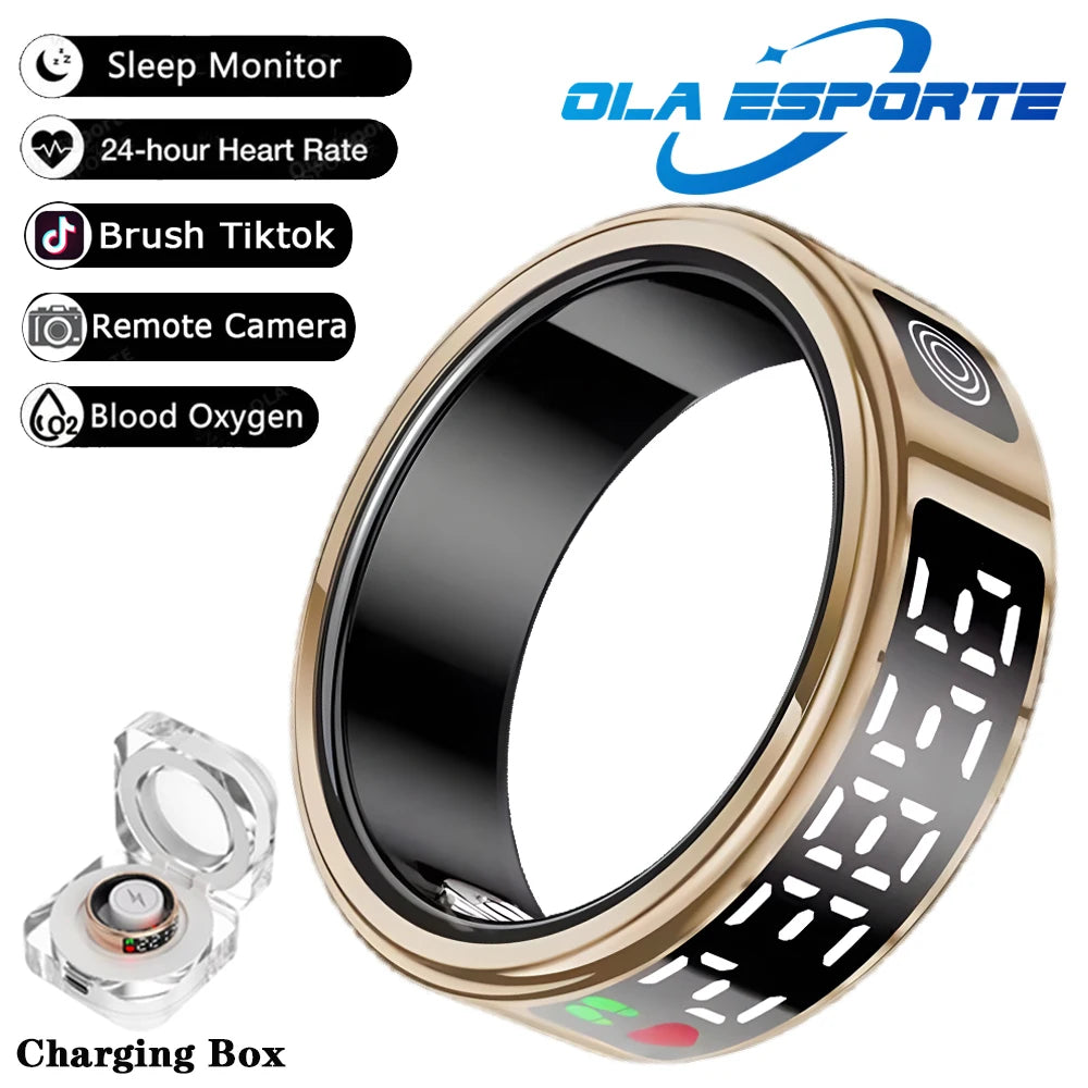2025 New SR08 Smart Ring Men Women LED Display Screen Heart Rate Blood Oxygen Monitoring 5ATM Waterproof Multi Sports Modes Gift