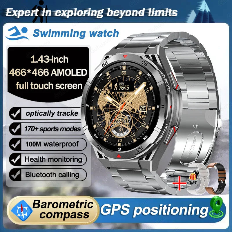 New Dual-band GPS 170+Sport SmartWatch Compass IP69 Professional Waterproof Swim Bluetooth Call Smart Watches For Man Women 2025