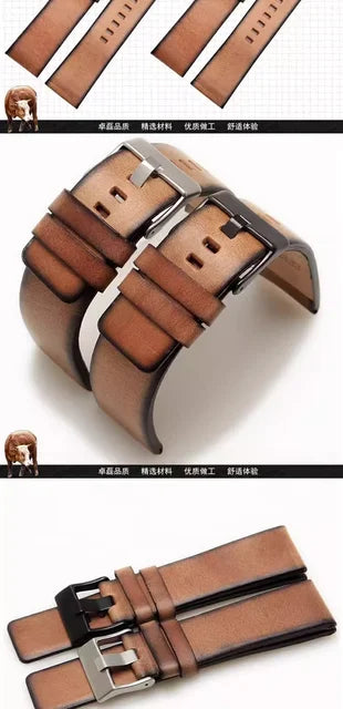 Genuine Leather watch strap For Diesel Dz7406 Dz7408 Dz4476 Dz4343 Cowhide WatchBand wristband bracelet Accessories 22 24mm 26mm