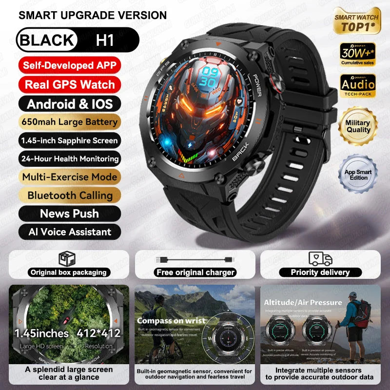 NNEOBA GPS Sports Smart Watch Black