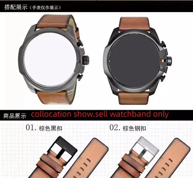 Genuine Leather watch strap For Diesel Dz7406 Dz7408 Dz4476 Dz4343 Cowhide WatchBand wristband bracelet Accessories 22 24mm 26mm