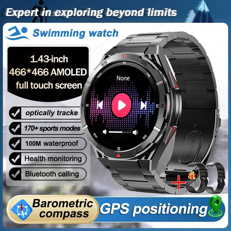 New Dual-band GPS 170+Sport SmartWatch Compass IP69 Professional Waterproof Swim Bluetooth Call Smart Watches For Man Women 2025