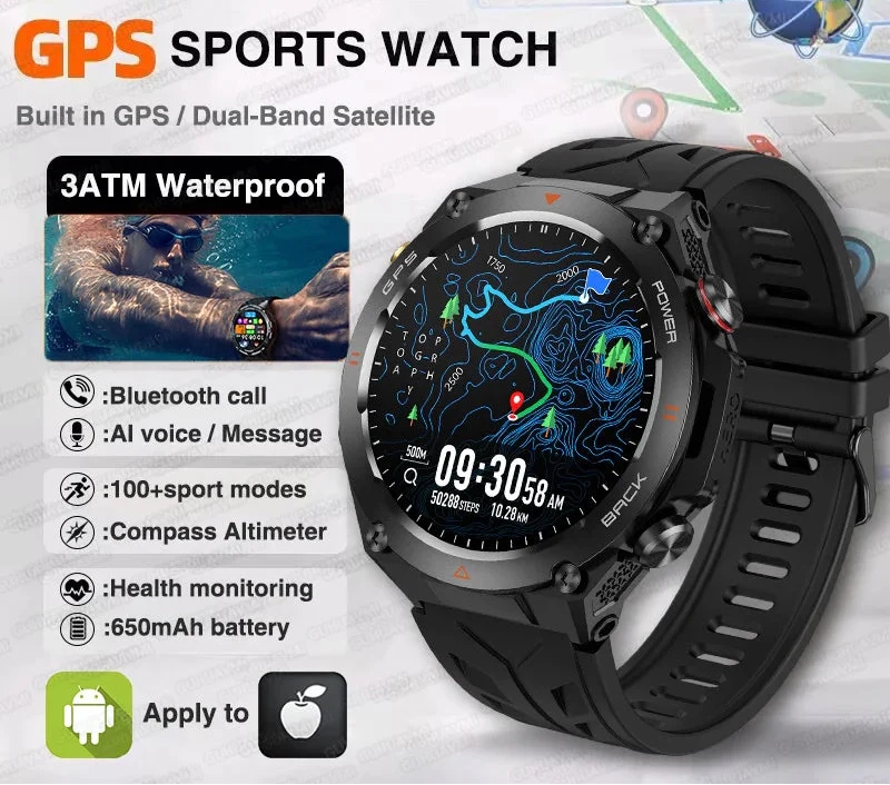NNEOBA GPS Sports Smart Watch Black
