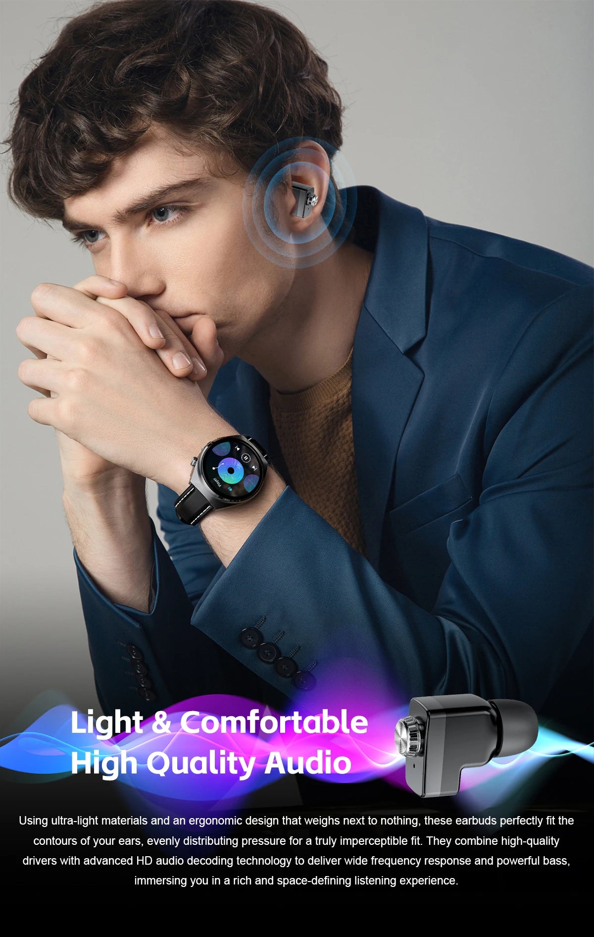 2025 New Original Smart Watch 2 in 1 Earbuds Watches 360*360 AMOLED Call Health Monitor Sport Tracker NFC Waterproof Smartwatchs