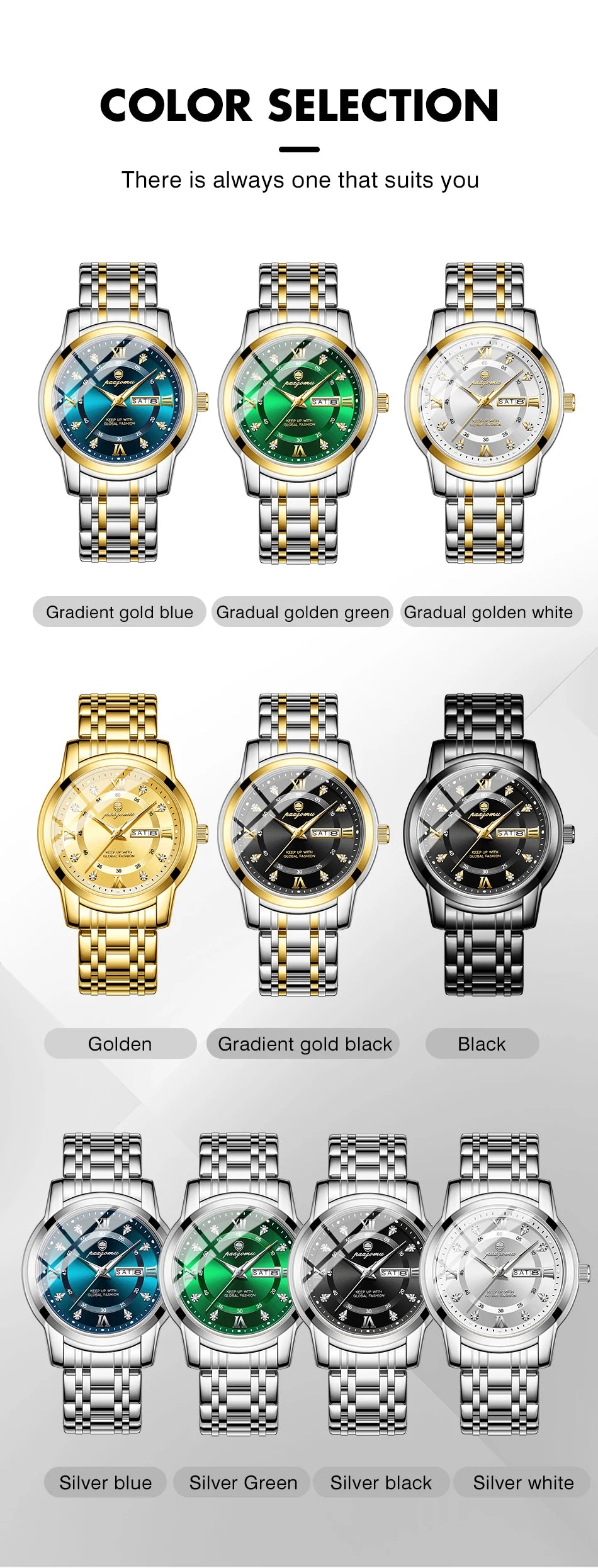 POEDAGAR Business Men Watch Date Week Waterproof Luminous Luxury Man Wristwatch Sports Stainless Steel Men's Quartz Watches Male