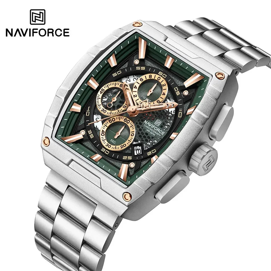 NAVIFORCE Top Brand Men's Watches Luxury Tonneau Quartz Wristwatch Waterproof Chronograph Watch for Men 2025 Auto Date Clock