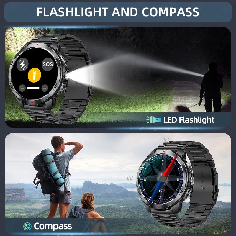 LIGE New Smart Watch Men 1100mah Large Capacity Battery Compass Outdoor 3ATM Waterproof Sports Fitness Bluetooth Call Smartwatch