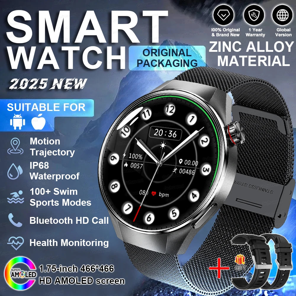 2025 New Watch G5 PlUS Smart Watch Men 1.75" HD AMOLED Screen GPS Track Heart Rate Bluetooth Call Compass SmartWatch