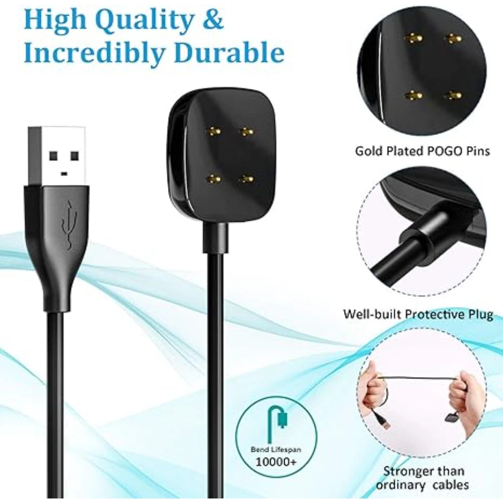 For Fitbit Sense/Sense 2/Versa 4/Versa 3 Charger USB Charger Smart watch Charging  Cable Replacement Charger 3.3ft