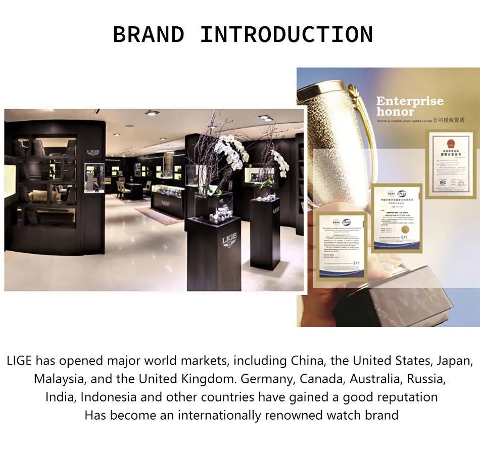 LIGE Top Luxury Watches For Men Fashion 30M Waterproof Luminous Date Quartz Wristwatches Casual Business Mens Watch Roloj Hombre