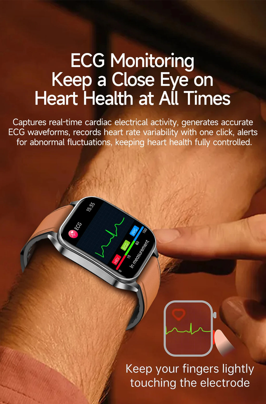 2025 New Laser therapy+ECG+HRV High-end Health Watch Men Body analysis Blood pressure lipids Uric acid Health Tracker Smartwatch