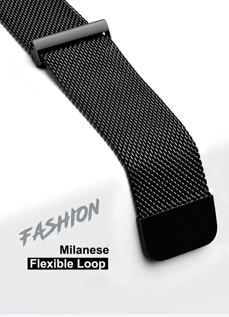 20 22mm Milanese Loop For Samsung watch 3 4 5 6/Active 2/S3 WatchBand For Garmin Forerunner 55 158 245 645 965 265 745 SQ2 MUSIC