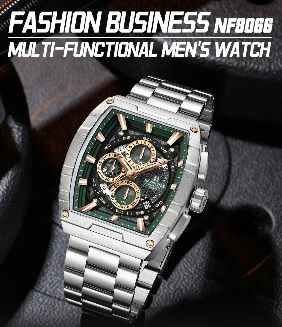 NAVIFORCE Top Brand Men's Watches Luxury Tonneau Quartz Wristwatch Waterproof Chronograph Watch for Men 2025 Auto Date Clock