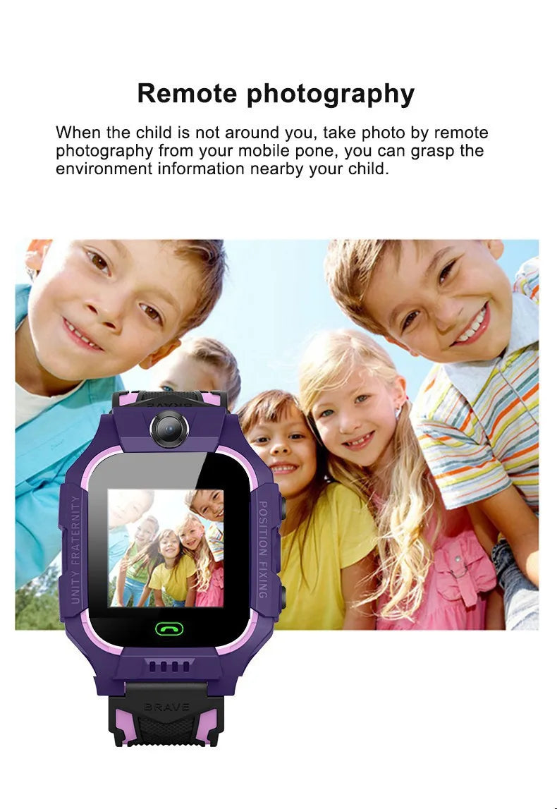 Q19B Children Kids Smart Watch SOS Phone Call Location Tracker Anti-Lost Camera Touch Screen Waterproof Student Wristwatch