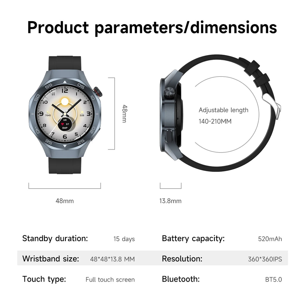 2025 New Watch5 GPS Sports Smart Watch 1.53-inch Sapphire Glass HD Screen Compass Heart Rate Bluetooth Call Smartwatch Men Women