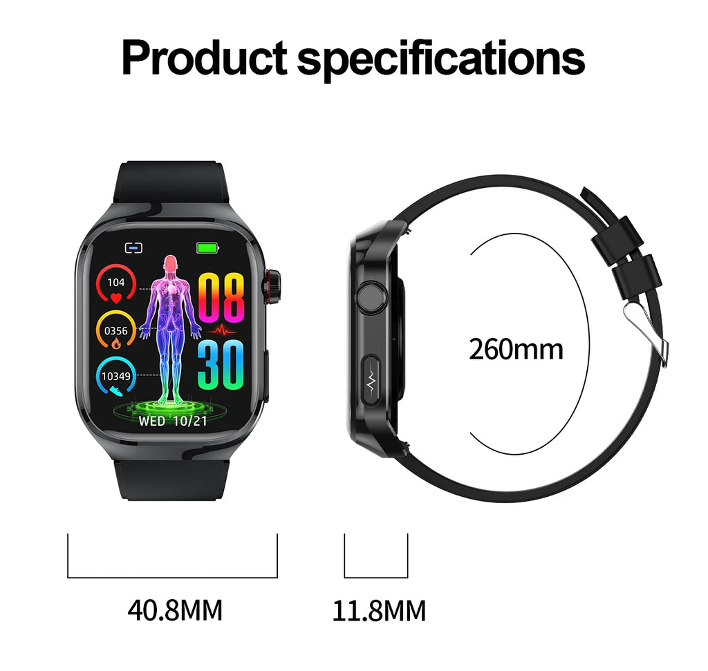 New Blood Pressure Uric Acid Body Fat Smartwatch Micro Physical Examination Five Organ Health Watches Bluetooth Call Smart Watch