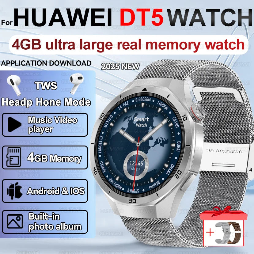 2025 New Smart Watch Men AMOLED Screen 4GB Memory Music Player GPS Sports Fitness Tracker IP68 Waterproof Smartwatches