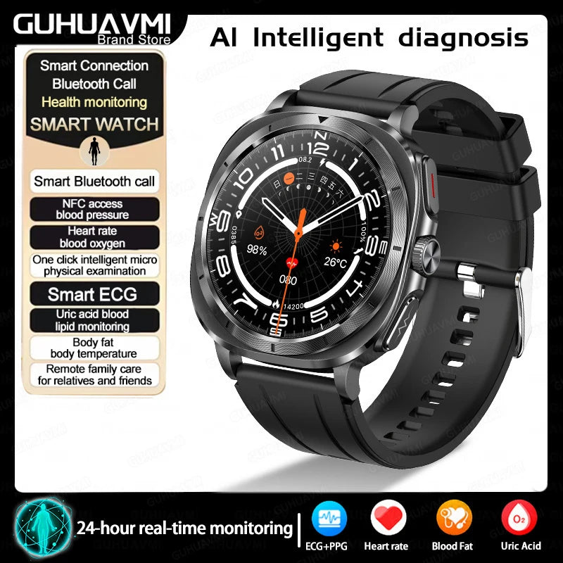 2025 New For XIAOMI Health Watch Uric Acid Blood Pressure Blood oxygen Body Analysis Body Fat SmartWatch ECG+PPG Clock Women Men