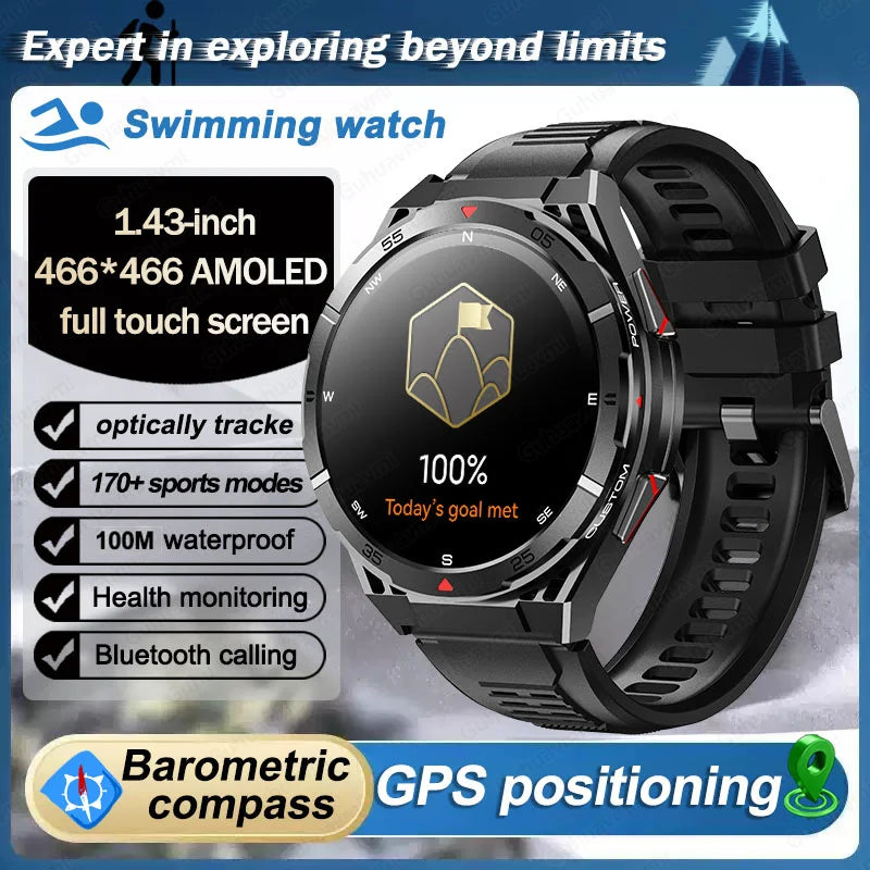 New Dual-band GPS 170+Sport SmartWatch Compass IP69 Professional Waterproof Swim Bluetooth Call Smart Watches For Man Women 2025