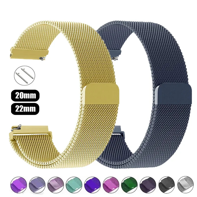 20 22mm Milanese Loop For Samsung watch 3 4 5 6/Active 2/S3 WatchBand For Garmin Forerunner 55 158 245 645 965 265 745 SQ2 MUSIC