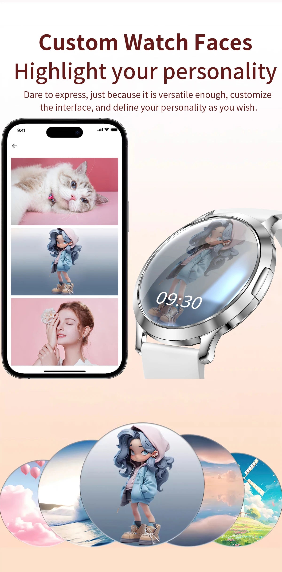 New Smart Watch Women 1.32"Ultra-thin AMOLED HD Screen Sport Fitness Bracelet Custom Watch Face Bluetooth Call Luxury Smartwatch