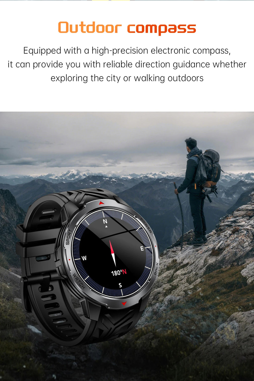 LIGE New Smart Watch Men 1100mah Large Capacity Battery Compass Outdoor 3ATM Waterproof Sports Fitness Bluetooth Call Smartwatch