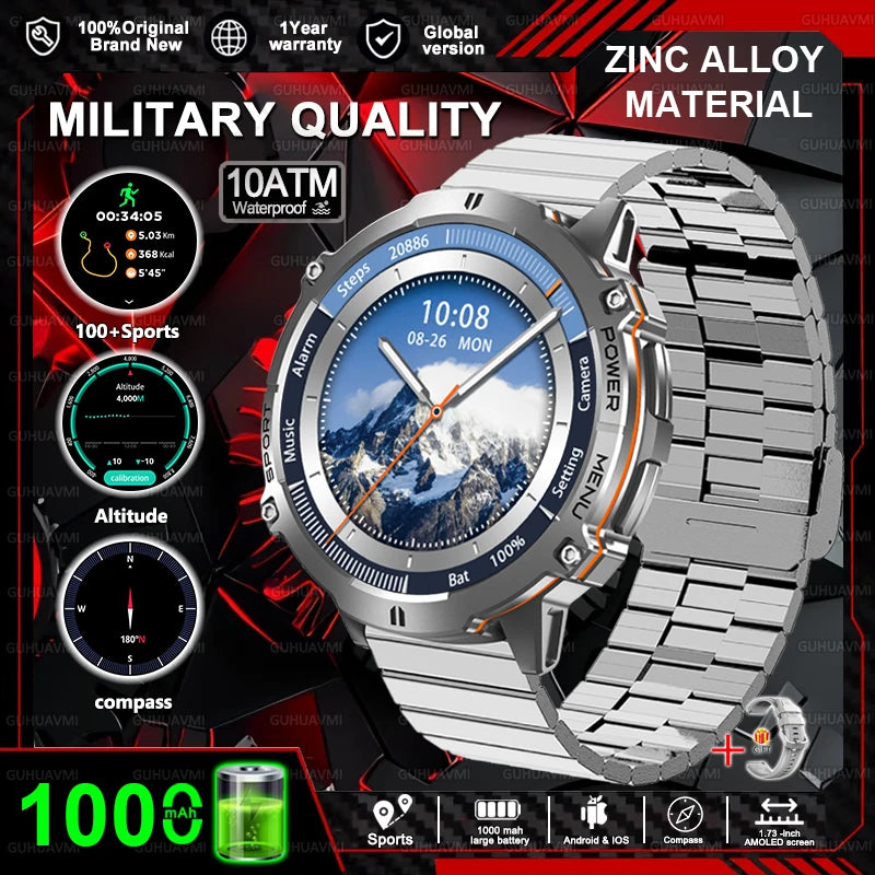 2025New T-Rex 3 GPS SmartWatch 1000mAh Battery AMOLED HD Men 10ATM&IP69K Waterproof Outdoor Fitness Military Call smart bracelet