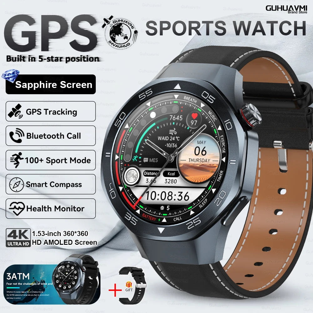2025 New Watch5 GPS Sports Smart Watch 1.53-inch Sapphire Glass HD Screen Compass Heart Rate Bluetooth Call Smartwatch Men Women
