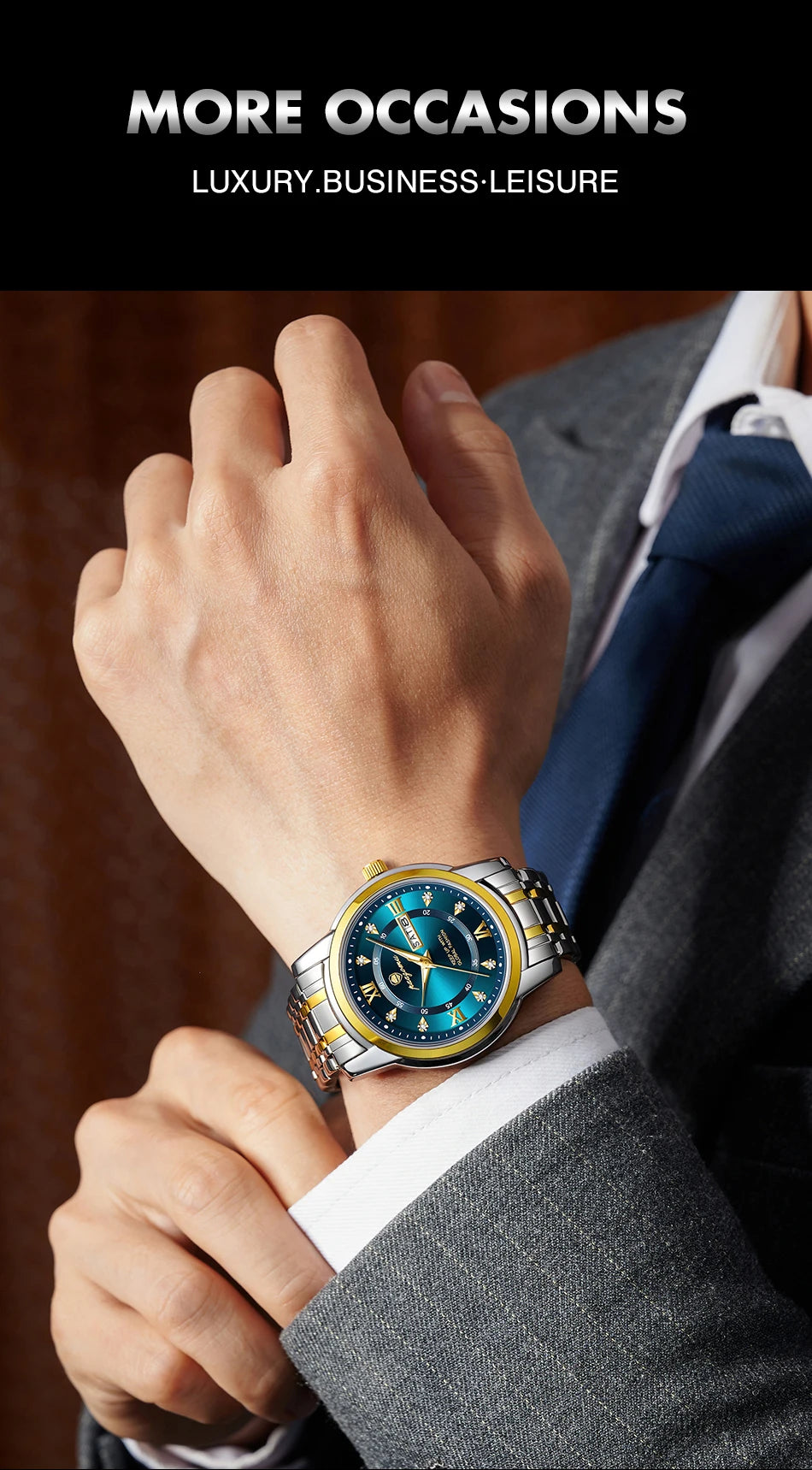 POEDAGAR Business Men Watch Date Week Waterproof Luminous Luxury Man Wristwatch Sports Stainless Steel Men's Quartz Watches Male