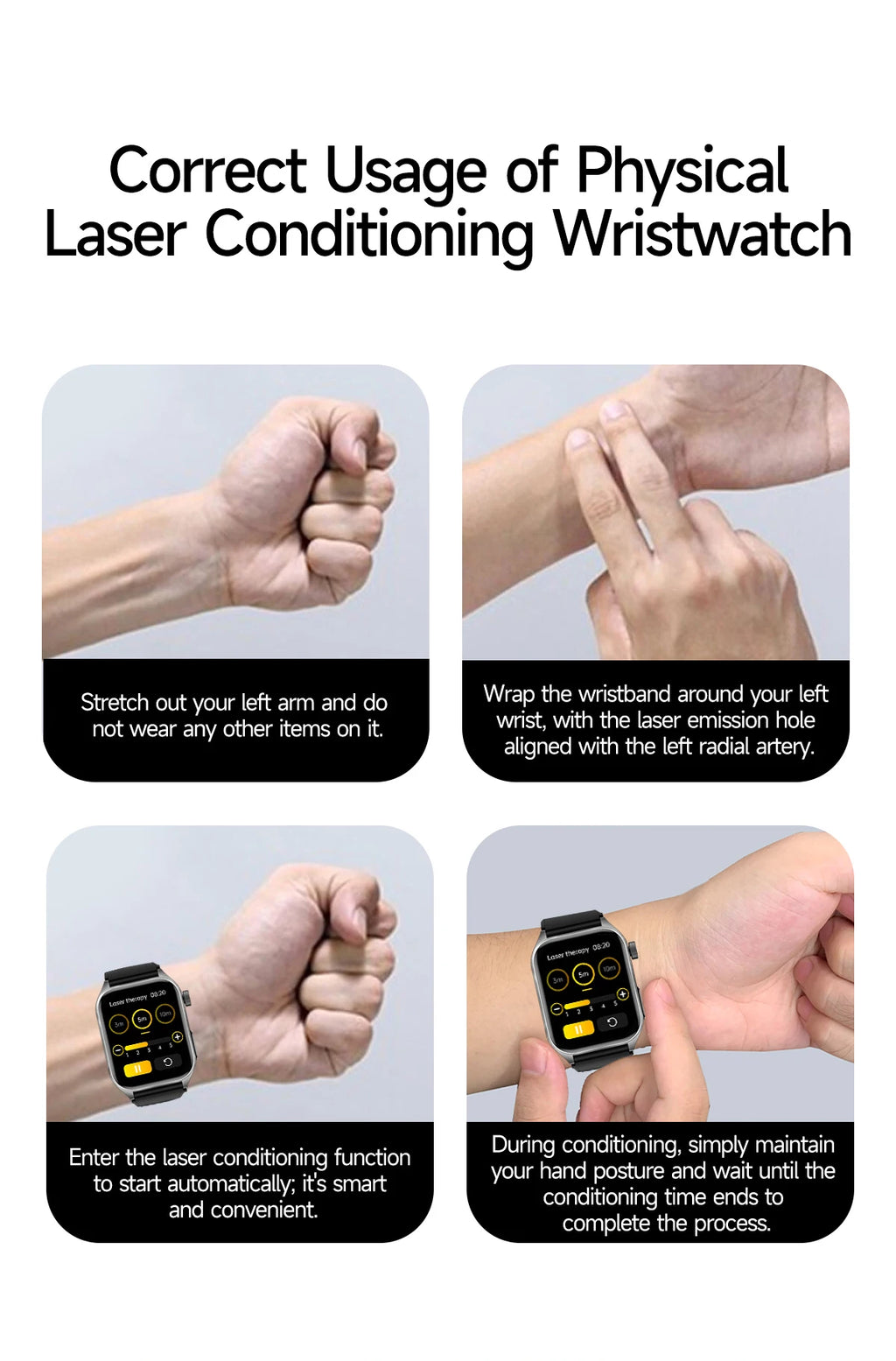 2025 New Laser therapy+ECG+HRV High-end Health Watch Men Body analysis Blood pressure lipids Uric acid Health Tracker Smartwatch