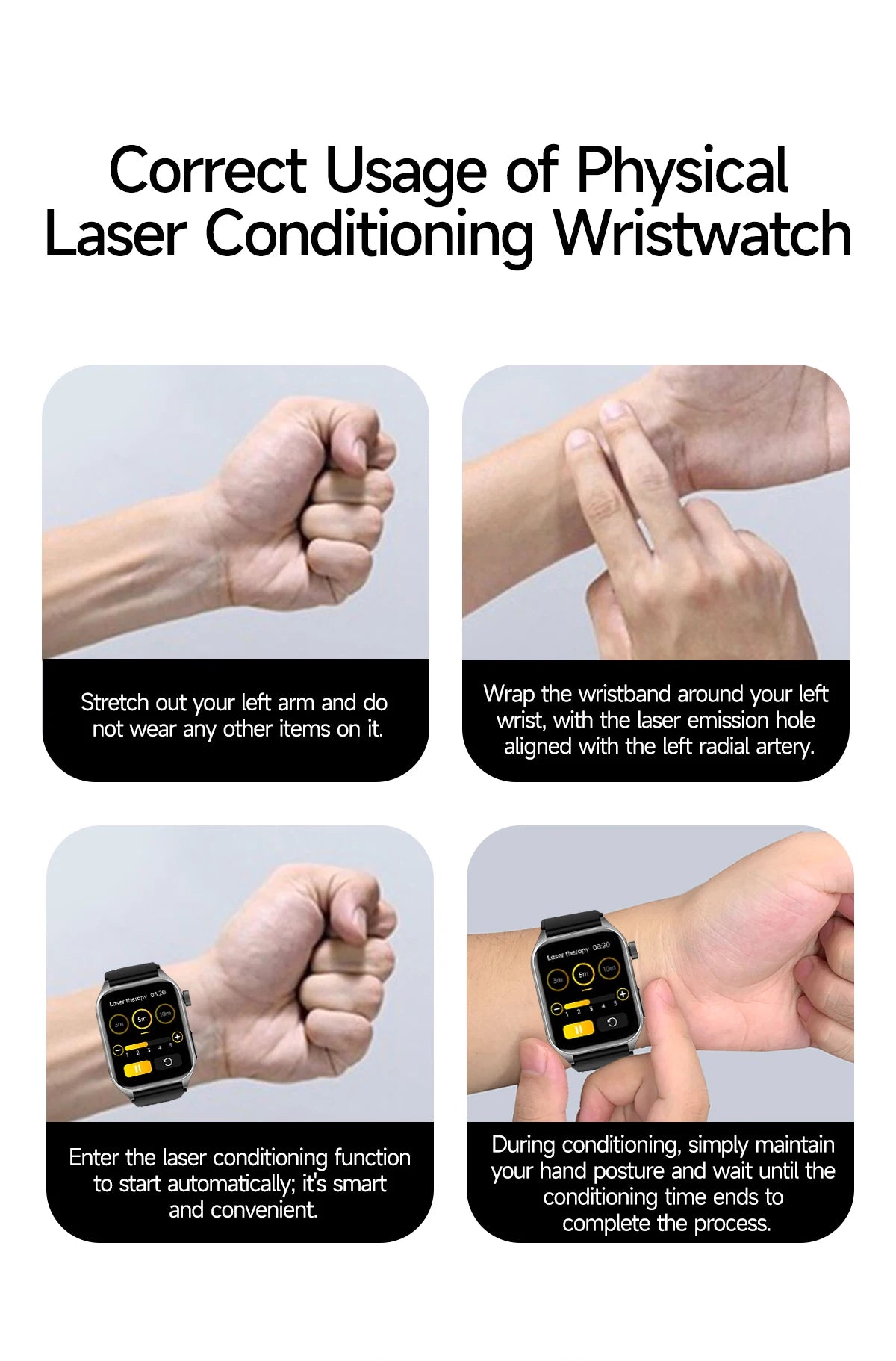 2025 New Laser therapy+ECG+HRV High-end Health Watch Men Body analysis Blood pressure lipids Uric acid Health Tracker Smartwatch