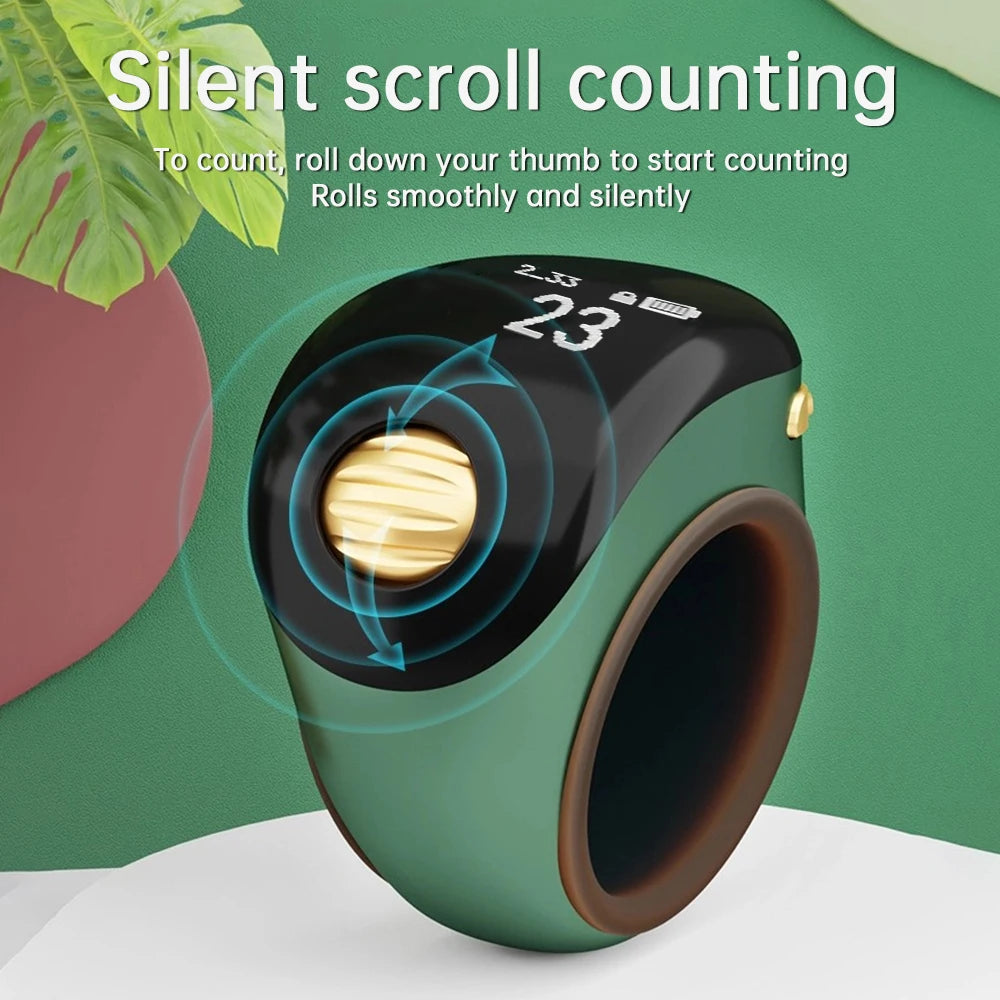 Portable Ring Type Ball Digital Finger Counter 75mah Type-C Rechargeable Adjustable OLED Screen Display Mini Tally Counter