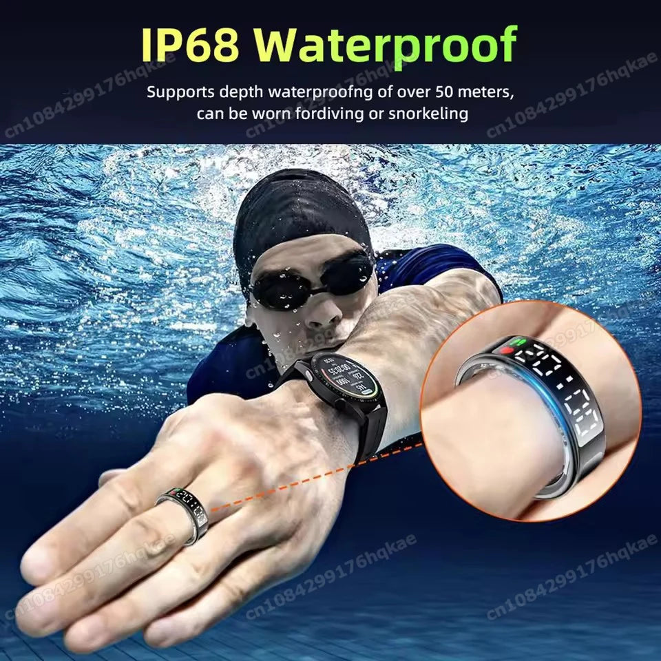 2025 New SR08 Smart Ring Men Women LED Display Screen Heart Rate Blood Oxygen Monitoring 5ATM Waterproof Multi Sports Modes Gift