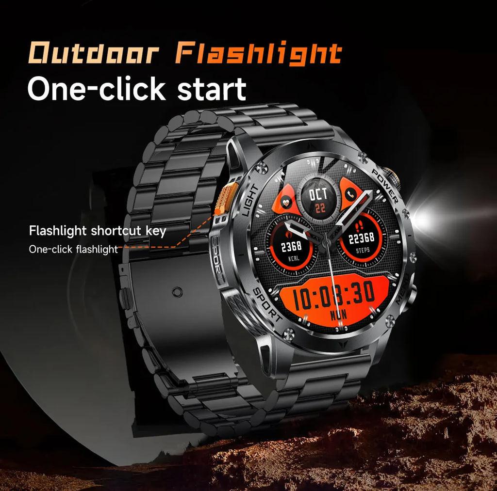 New Military Smart Watch Men 1.7 inches HD AMOLED Screen 100+Sports Heart Rate 1000Mah Battery HD Call 10ATM Waterproof Bracelet