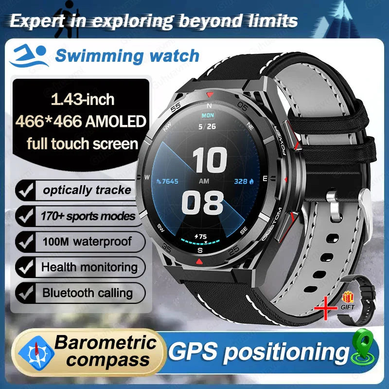 New Dual-band GPS 170+Sport SmartWatch Compass IP69 Professional Waterproof Swim Bluetooth Call Smart Watches For Man Women 2025