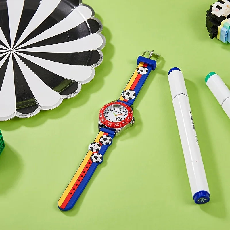 1pc Football Cartoon Watch Men's and Women's Watch Butterfly Couple Watch Quartz Watch Fashion Trend Watch