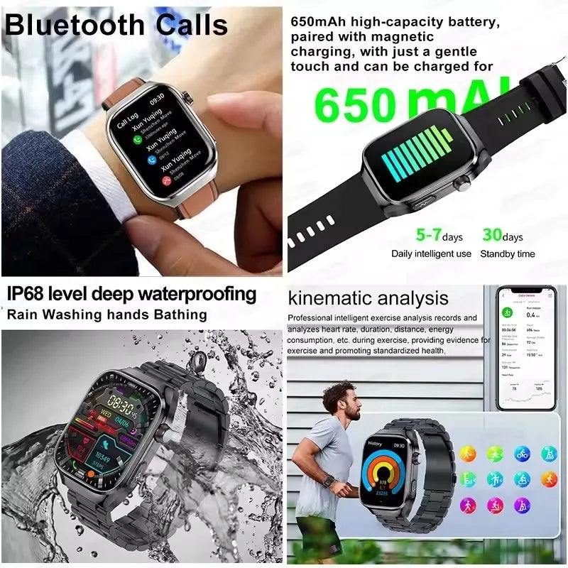 New Blood Pressure Uric Acid Body Fat Smartwatch Micro Physical Examination Five Organ Health Watches Bluetooth Call Smart Watch
