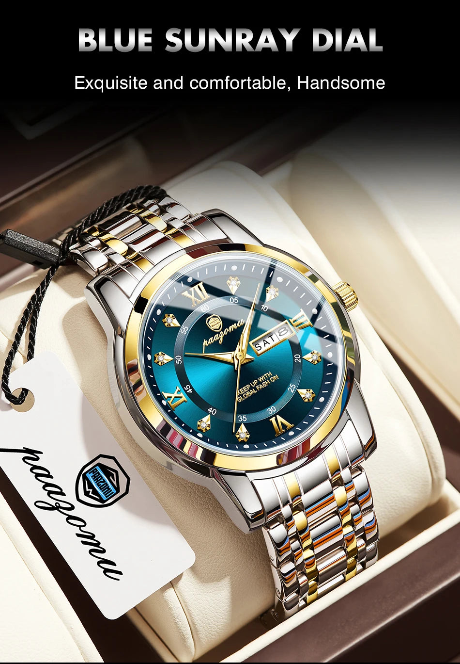 POEDAGAR Business Men Watch Date Week Waterproof Luminous Luxury Man Wristwatch Sports Stainless Steel Men's Quartz Watches Male