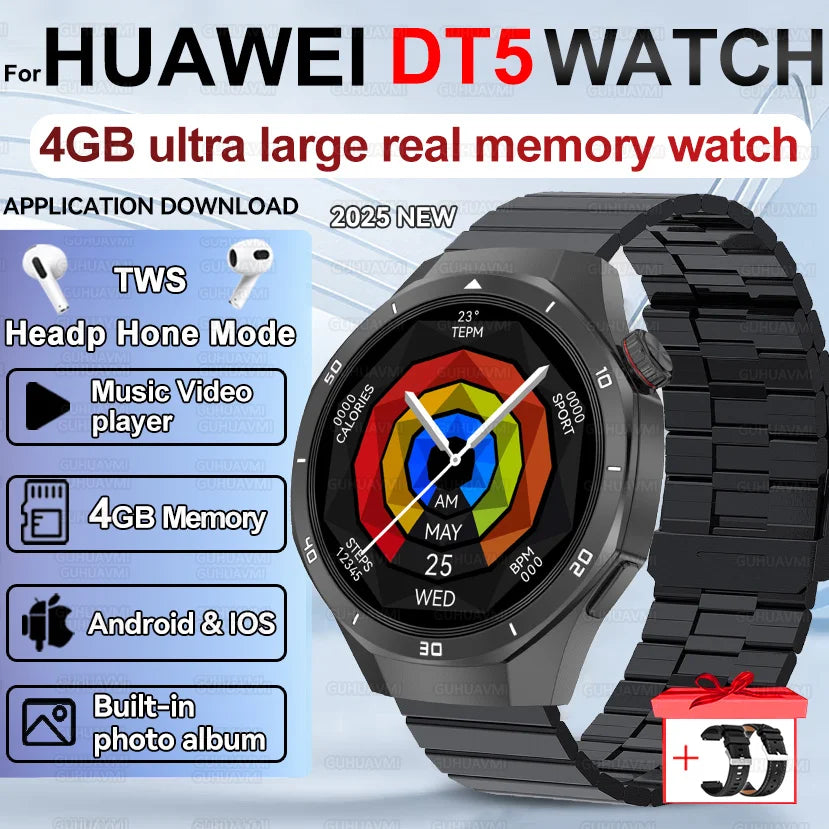 2025 New Smart Watch Men AMOLED Screen 4GB Memory Music Player GPS Sports Fitness Tracker IP68 Waterproof Smartwatches