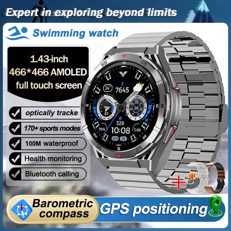 New Dual-band GPS 170+Sport SmartWatch Compass IP69 Professional Waterproof Swim Bluetooth Call Smart Watches For Man Women 2025