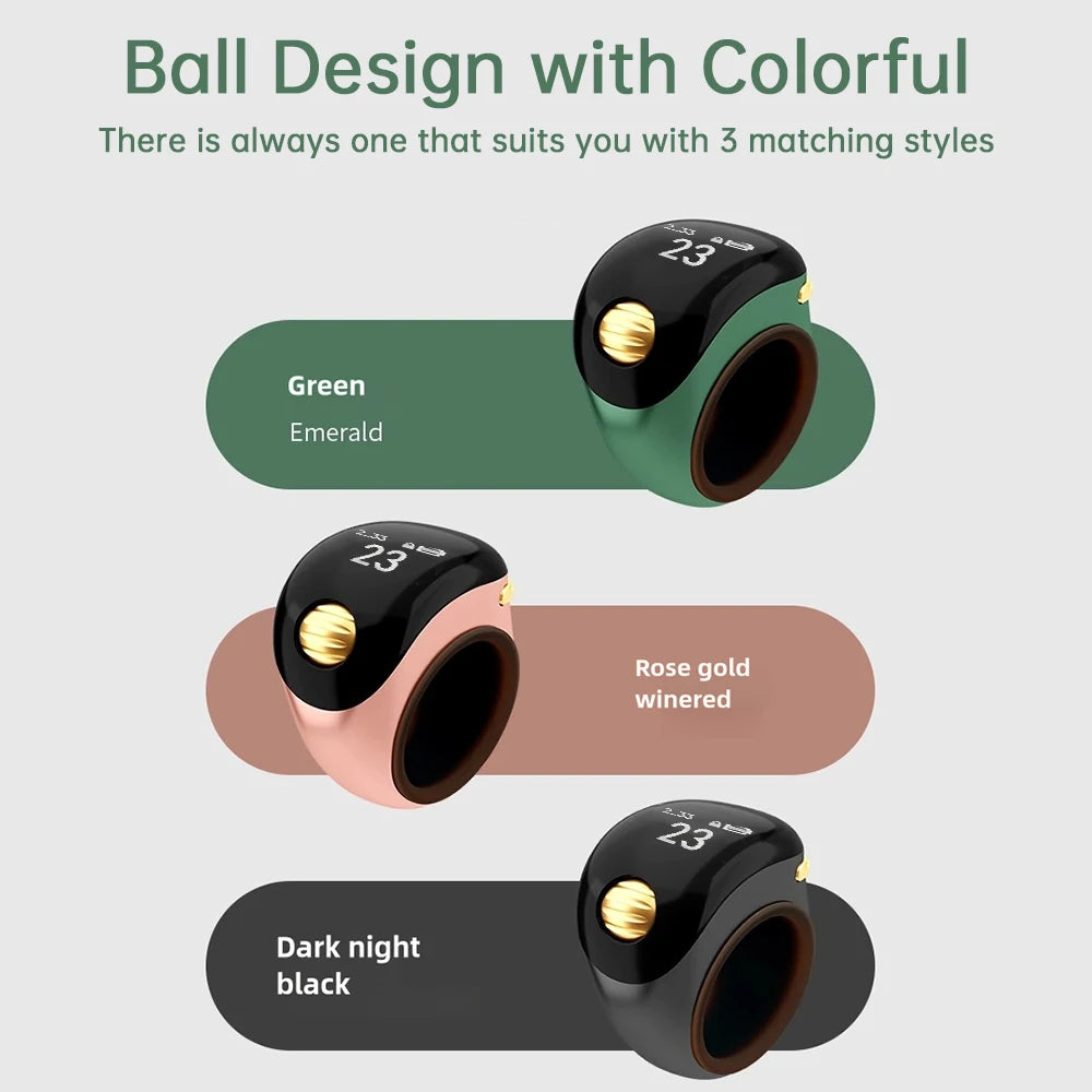 Portable Ring Type Ball Digital Finger Counter 75mah Type-C Rechargeable Adjustable OLED Screen Display Mini Tally Counter