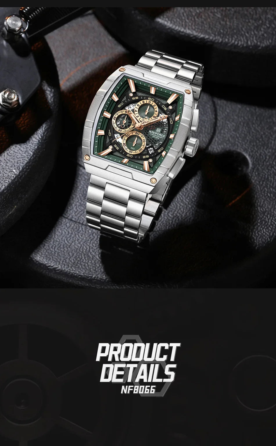 NAVIFORCE Top Brand Men's Watches Luxury Tonneau Quartz Wristwatch Waterproof Chronograph Watch for Men 2025 Auto Date Clock