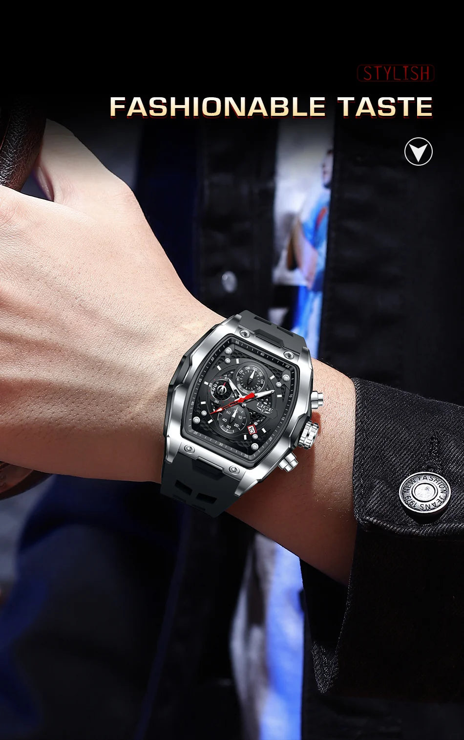 LIGE Silicone Watch Fashion Military Sports Waterproof Quartz Watches Calendar Luminous Men's Watch Chronograph Watches for Man