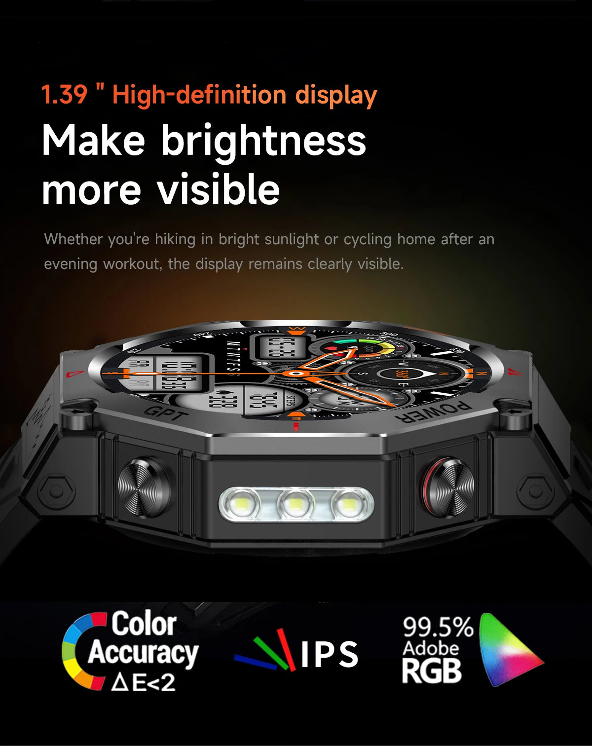 2025New T-Rex 3Ultra Outdoors GPS Smart Watch 10ATM IP68 Waterproof Tactical Flashlight Compass Outdoor sport high-end watch Men