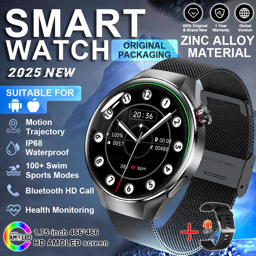 2025 New Watch G5 PlUS Smart Watch Men 1.75" HD AMOLED Screen GPS Track Heart Rate Bluetooth Call Compass SmartWatch