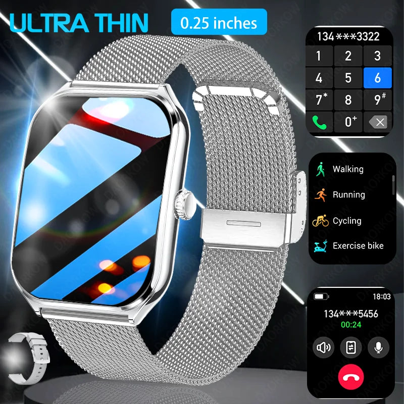 2025 Slim men's and women's smartwatch 1.96-inch AMOLED HD screen Motion track Bluetooth call IP67 waterproof for Huawei Xiaomi