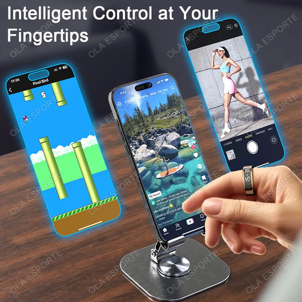 Fashion Smart Ring with Display Screen and Touch, Wireless Charging, Health Manager, IP68 5ATM Waterproof For Men Women 2025 New