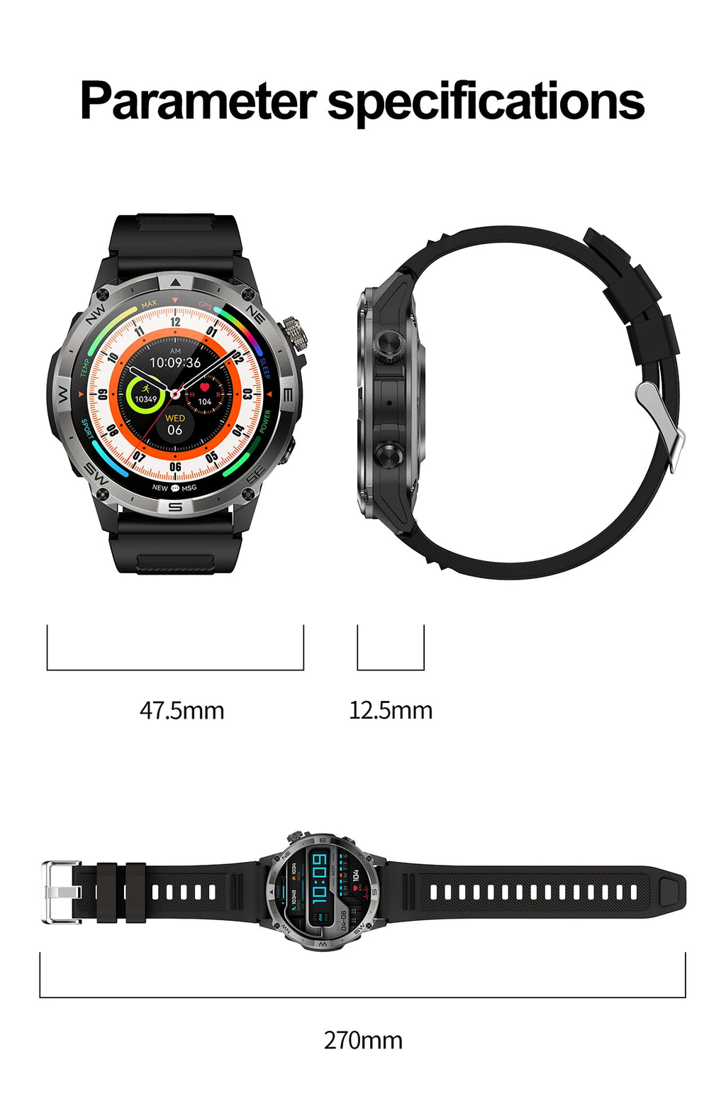 2025New Smart Watch Built-in GPS Positioning AMOLED Screen1.43-inch Heart Rate Blood Oxygen IP68 NFC Barometer Gauge Smartwatch