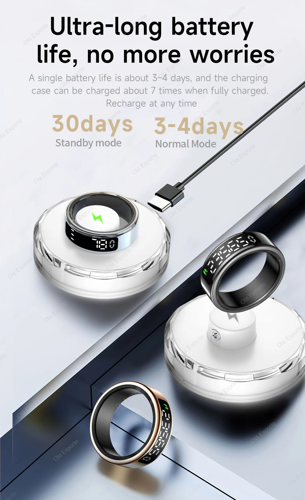 New R12 Wireless Smart Ring Men Women LED Display Screen Heart Rate Blood Oxygen Health Monitor Sport 5ATM Waterproof Smartring