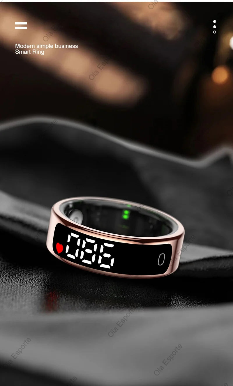 2025 Smart Ring with Display Screen and Touch, Wireless Charging Case,Health Manager, 5ATM Waterproof For Men Women R12 R13 Ring